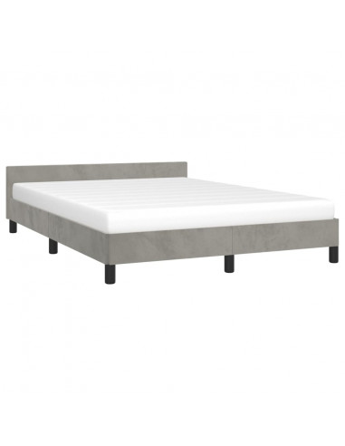 Giroletto con Testiera Grigio Chiaro 140x190 cm in Velluto