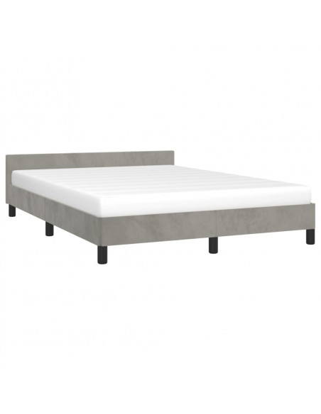 Giroletto con Testiera Grigio Chiaro 140x190 cm in Velluto