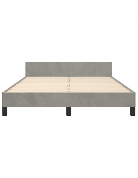 Giroletto con Testiera Grigio Chiaro 140x190 cm in Velluto