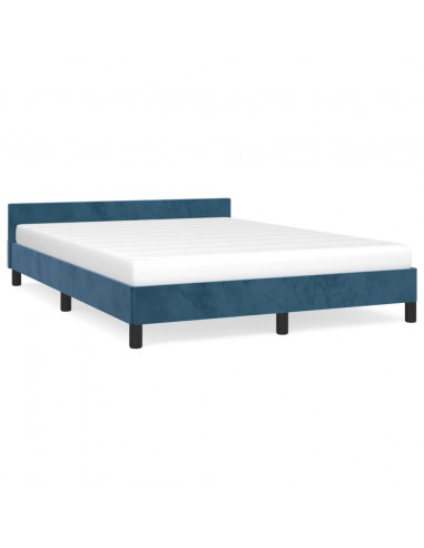 Giroletto con Testiera Blu Scuro 140x190 cm in Velluto