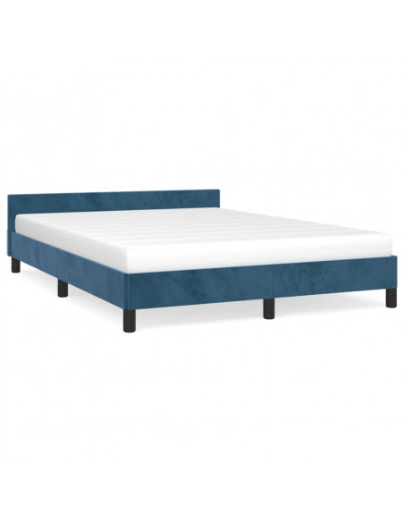 Giroletto con Testiera Blu Scuro 140x190 cm in Velluto