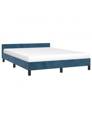 Giroletto con Testiera Blu Scuro 140x190 cm in Velluto