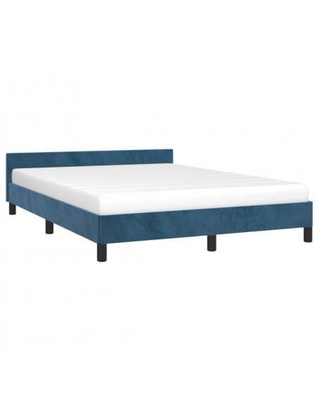Giroletto con Testiera Blu Scuro 140x190 cm in Velluto