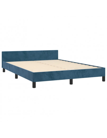 Giroletto con Testiera Blu Scuro 140x190 cm in Velluto