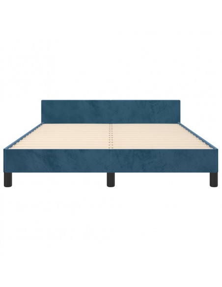 Giroletto con Testiera Blu Scuro 140x190 cm in Velluto