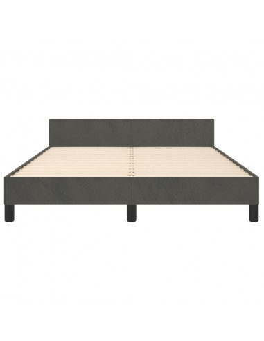 Giroletto con Testiera Grigio Scuro 140x200 cm in Velluto