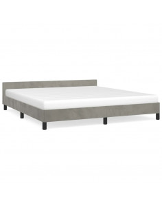 Giroletto con Testiera Grigio Chiaro 160x200 cm in Velluto 2