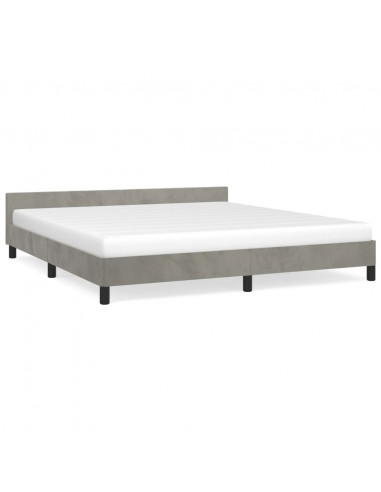 Giroletto con Testiera Grigio Chiaro 160x200 cm in Velluto