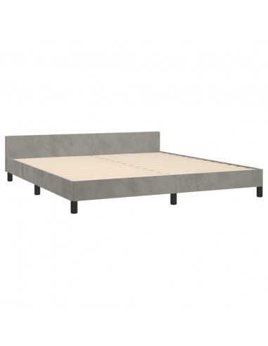 Giroletto con Testiera Grigio Chiaro 160x200 cm in Velluto