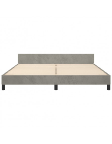 Giroletto con Testiera Grigio Chiaro 160x200 cm in Velluto
