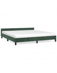 Giroletto con Testiera Verde Scuro 160x200 cm in Velluto 2