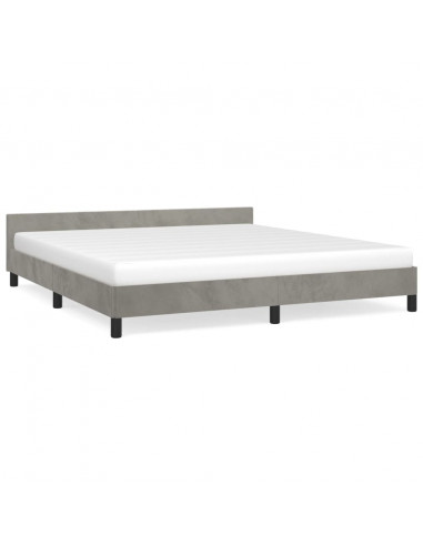 Giroletto con Testiera Grigio Chiaro 180x200 cm in Velluto