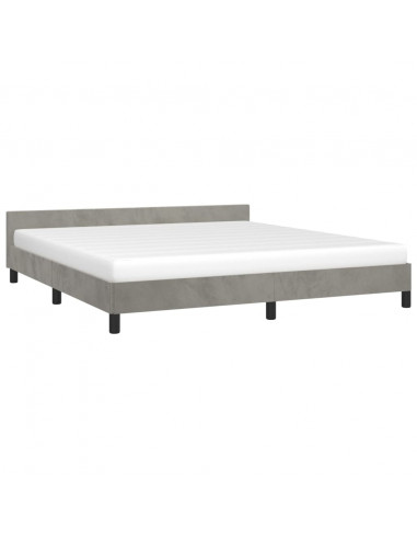 Giroletto con Testiera Grigio Chiaro 180x200 cm in Velluto