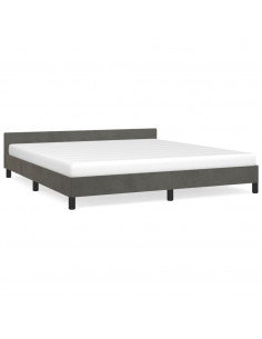 Giroletto con Testiera Grigio Scuro 180x200 cm in Velluto 2