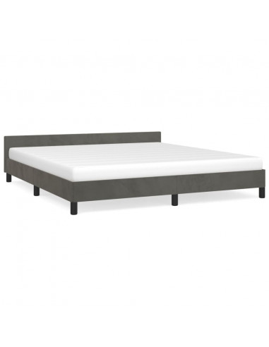 Giroletto con Testiera Grigio Scuro 180x200 cm in Velluto