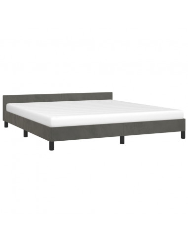 Giroletto con Testiera Grigio Scuro 180x200 cm in Velluto