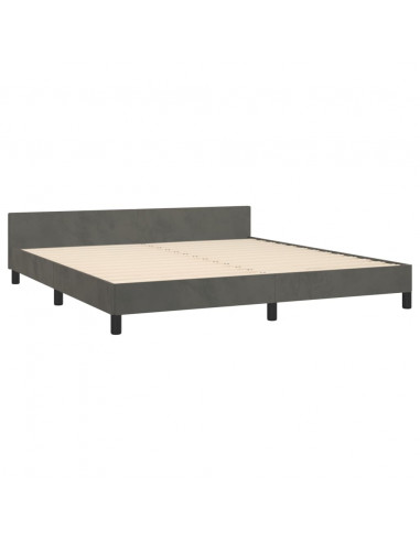 Giroletto con Testiera Grigio Scuro 180x200 cm in Velluto