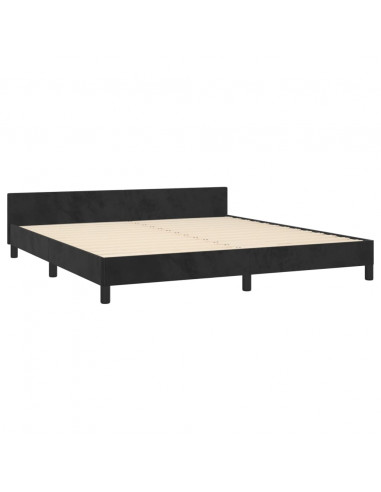 Giroletto con Testiera Nero 180x200 cm in Velluto