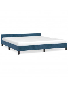 Giroletto con Testiera Blu Scuro 180x200 cm in Velluto 2