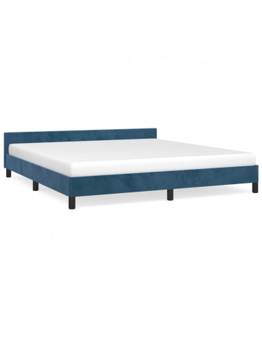 Giroletto con Testiera Blu Scuro 180x200 cm in Velluto