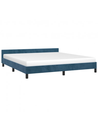 Giroletto con Testiera Blu Scuro 180x200 cm in Velluto