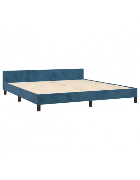 Giroletto con Testiera Blu Scuro 180x200 cm in Velluto