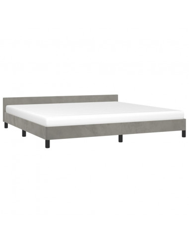 Giroletto con Testiera Grigio Chiaro 200x200 cm in Velluto