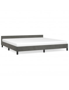 Giroletto con Testiera Grigio Scuro 200x200 cm in Velluto 2