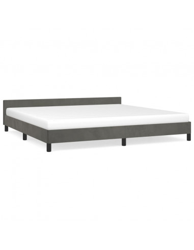 Giroletto con Testiera Grigio Scuro 200x200 cm in Velluto