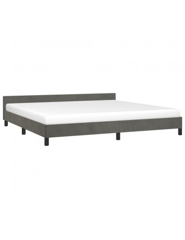 Giroletto con Testiera Grigio Scuro 200x200 cm in Velluto