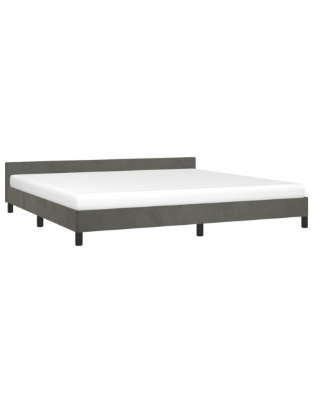 Giroletto con Testiera Grigio Scuro 200x200 cm in Velluto