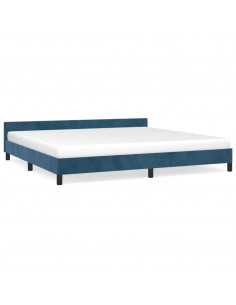 Giroletto con Testiera Blu Scuro 200x200 cm in Velluto 2