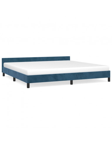 Giroletto con Testiera Blu Scuro 200x200 cm in Velluto