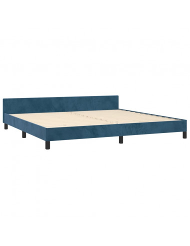 Giroletto con Testiera Blu Scuro 200x200 cm in Velluto