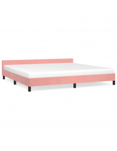 Giroletto con Testiera Rosa 200x200 cm in Velluto 2