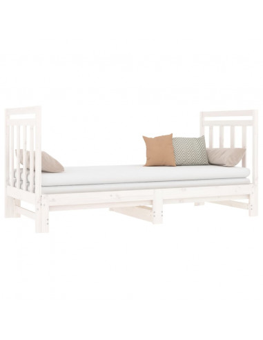 Dormeuse Estraibile Bianca 2x(90x190) cm Legno Massello di Pino