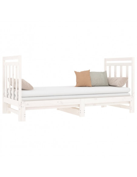 Dormeuse Estraibile Bianca 2x(90x190) cm Legno Massello di Pino