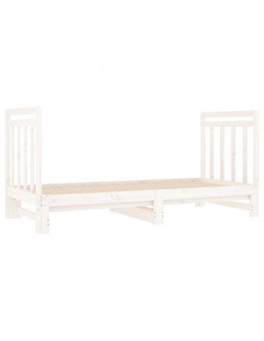 Dormeuse Estraibile Bianca 2x(90x190) cm Legno Massello di Pino