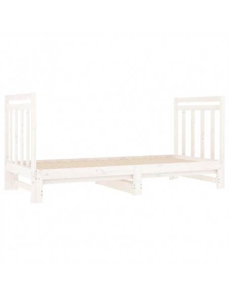 Dormeuse Estraibile Bianca 2x(90x190) cm Legno Massello di Pino