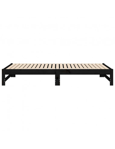Dormeuse Estraibile Nera 2x(100x200) cm Legno Massello di Pino