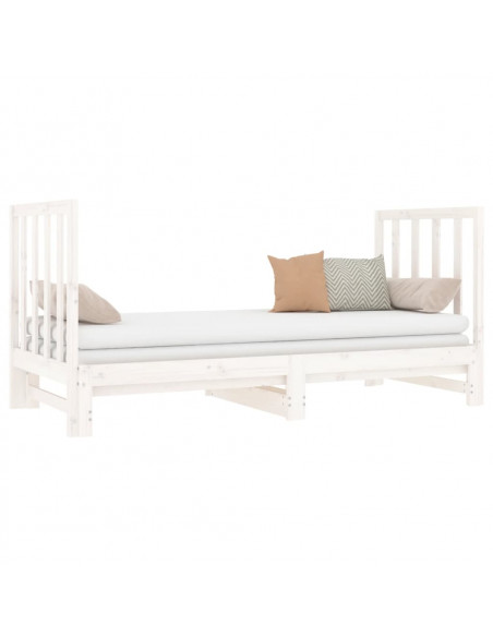 Dormeuse Estraibile Bianca 2x(90x190) cm Legno Massello di Pino