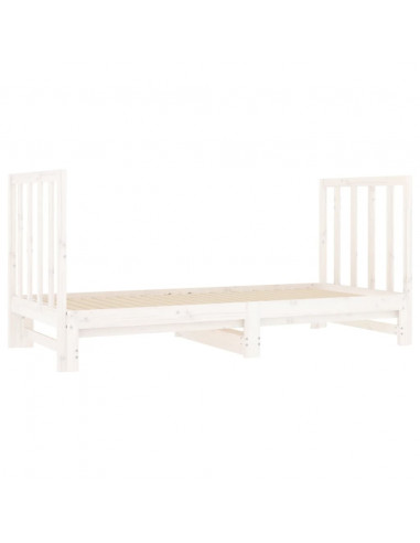 Dormeuse Estraibile Bianca 2x(90x190) cm Legno Massello di Pino