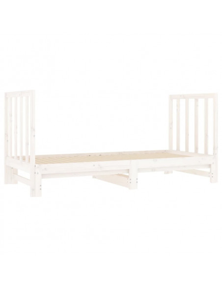 Dormeuse Estraibile Bianca 2x(90x190) cm Legno Massello di Pino