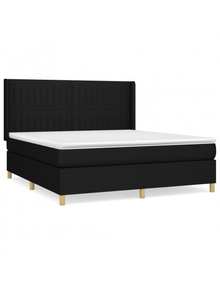Giroletto a Molle con Materasso Nero 160x200 cm in Tessuto