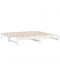 Dormeuse Estraibile Bianca 2x(90x200) cm Legno Massello di Pino 2