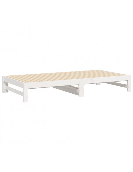 Dormeuse Estraibile Bianca 2x(90x200) cm Legno Massello di Pino