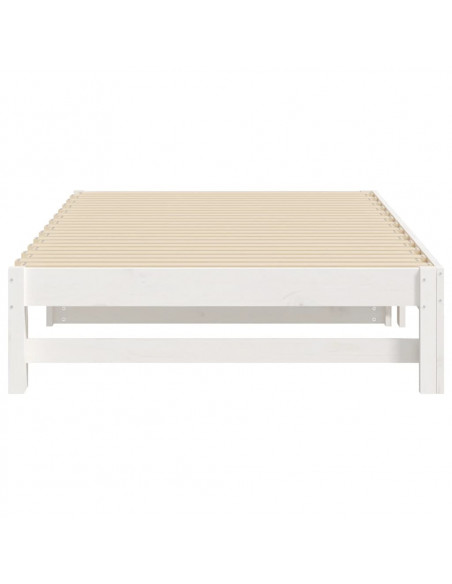 Dormeuse Estraibile Bianca 2x(90x200) cm Legno Massello di Pino