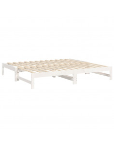 Dormeuse Estraibile Bianca 2x(75x190) cm Legno Massello di Pino 2