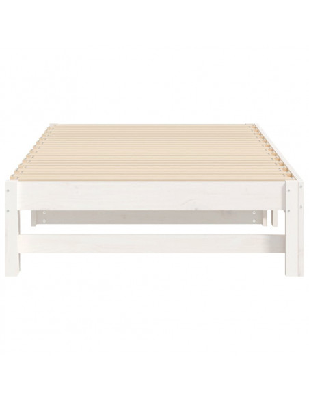 Dormeuse Estraibile Bianca 2x(75x190) cm Legno Massello di Pino