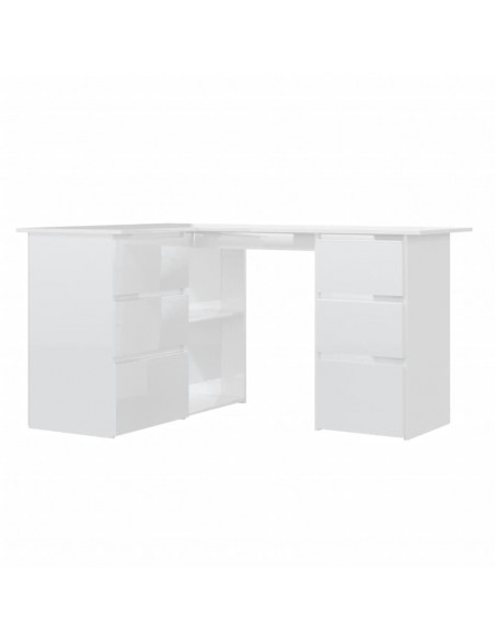 Scrivania Angolo Bianco Lucido 145x100x76 cm Legno Multistrato